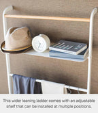 Ladder Hanger with Shelf Steel Wood Minimalist Design