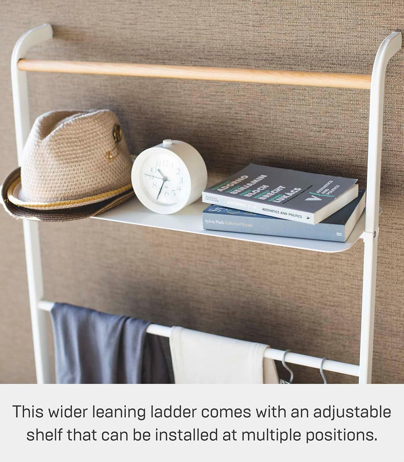 Ladder Hanger with Shelf Steel Wood Minimalist Design