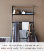 Ladder Hanger with Shelf Steel Wood Minimalist Design