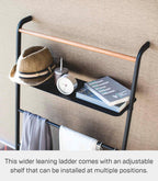 Ladder Hanger with Shelf Steel Wood Minimalist Design