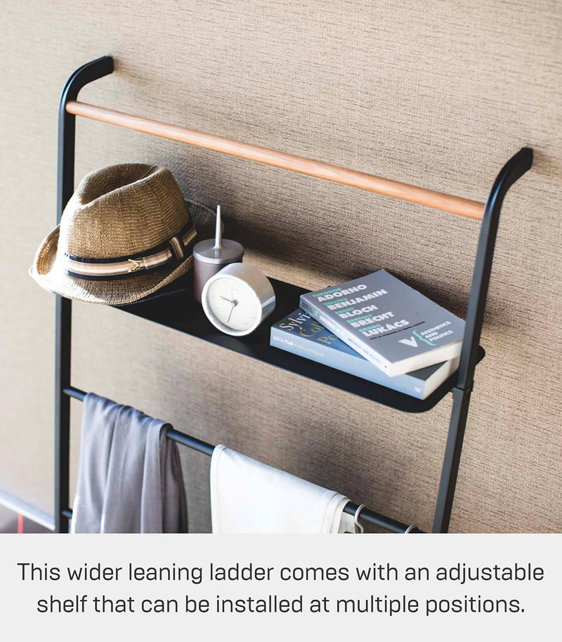 Ladder Hanger with Shelf Steel Wood Minimalist Design