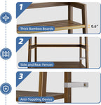 Ladder Shelf 4-Tier Bookshelf Bamboo Leaning Bookcase Display