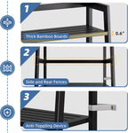 Ladder Shelf 4-Tier Bookshelf Bamboo Leaning Bookcase Display