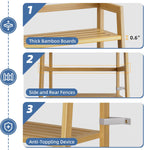 Ladder Shelf 4-Tier Bookshelf Bamboo Leaning Bookcase Display