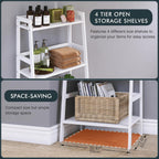 Ladder Shelf 4-Tier Bookshelf Bamboo Leaning Bookcase Display
