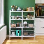 Ladder Shelf 4-Tier Bookshelf Bamboo Leaning Bookcase Display