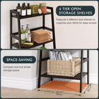 Ladder Shelf 4-Tier Bookshelf Bamboo Leaning Bookcase Display