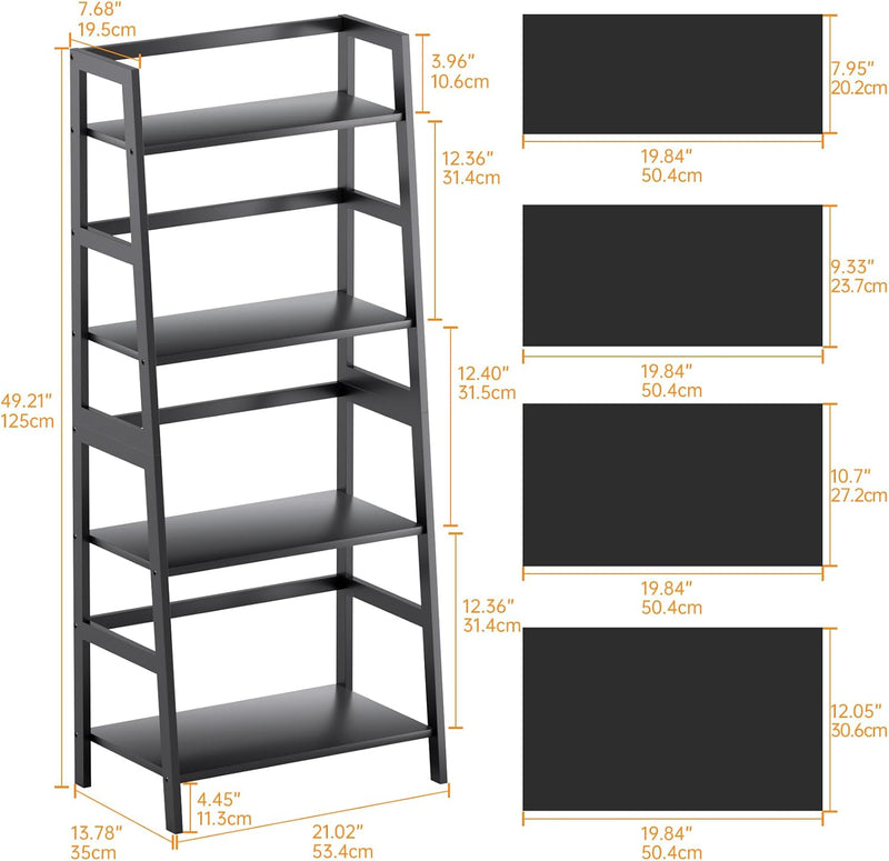 Ladder Shelf 4 Tier Bookshelf Freestanding Bathroom Storage