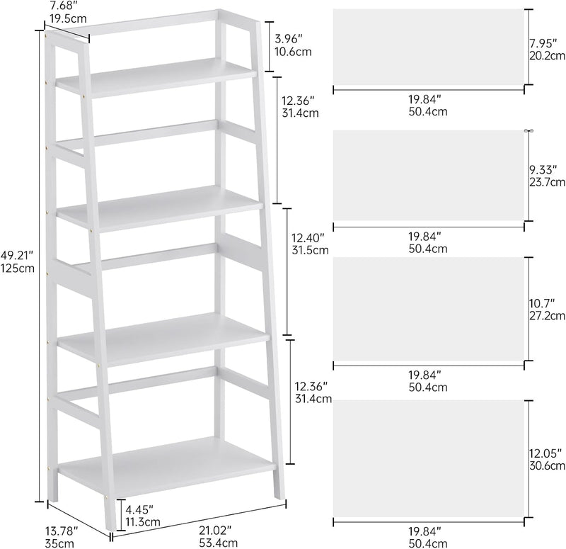 Ladder Shelf 4 Tier Bookshelf Freestanding Bathroom Storage