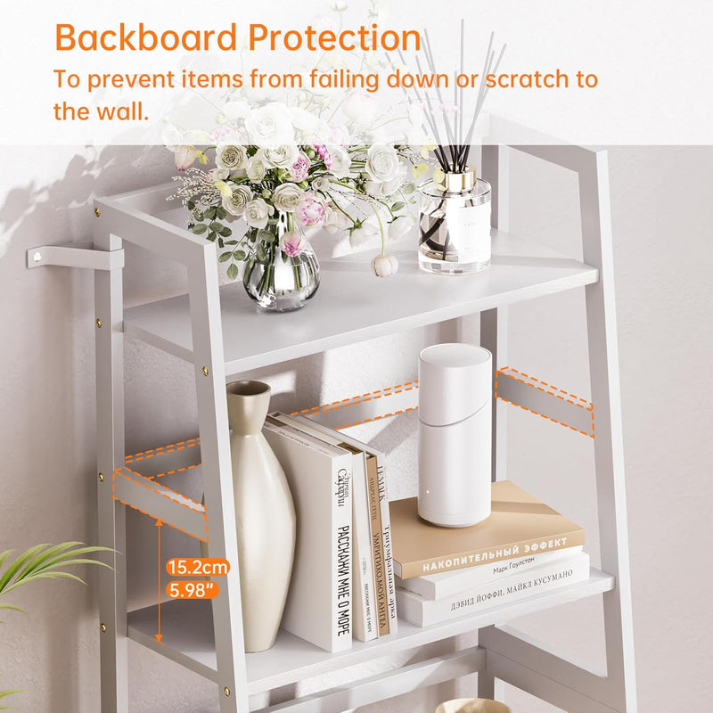 Ladder Shelf 4 Tier Bookshelf Freestanding Bathroom Storage
