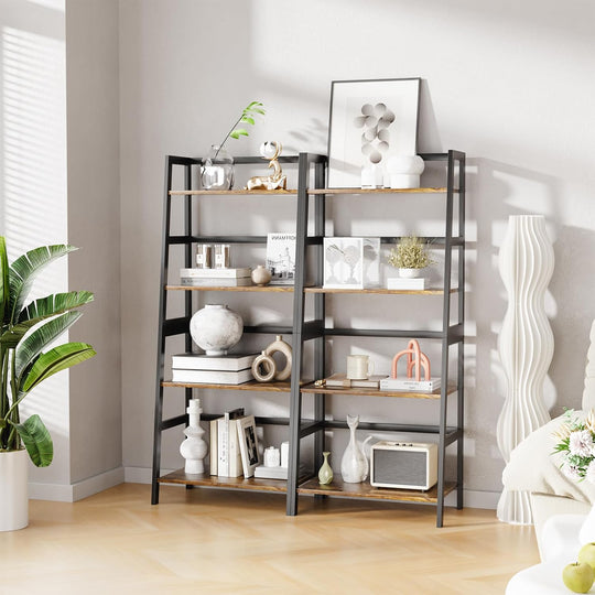 Ladder Shelf 4 Tier Bookshelf Freestanding Bathroom Storage