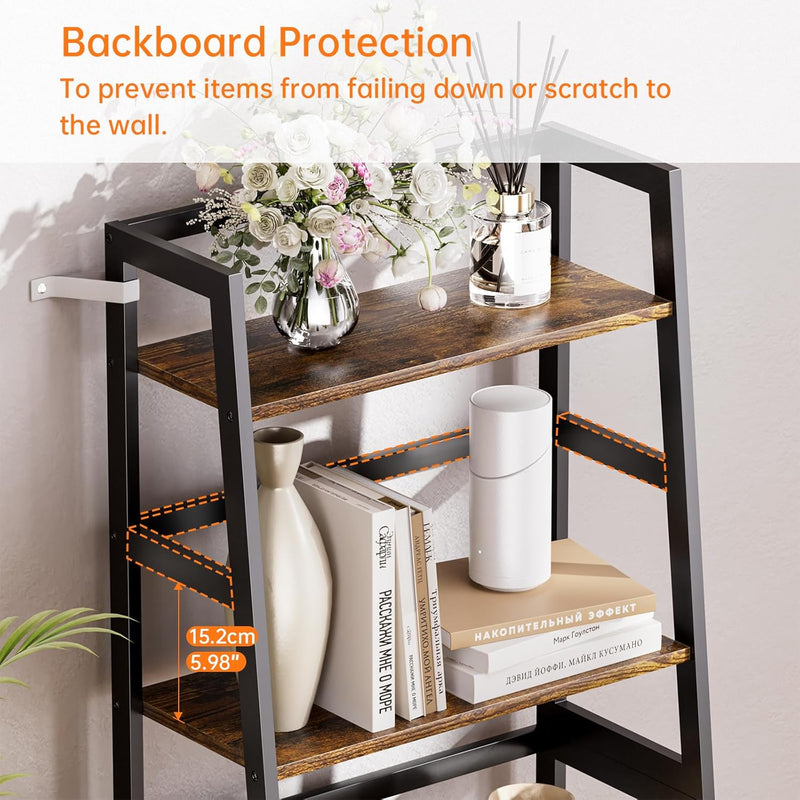 Ladder Shelf 4 Tier Bookshelf Freestanding Bathroom Storage