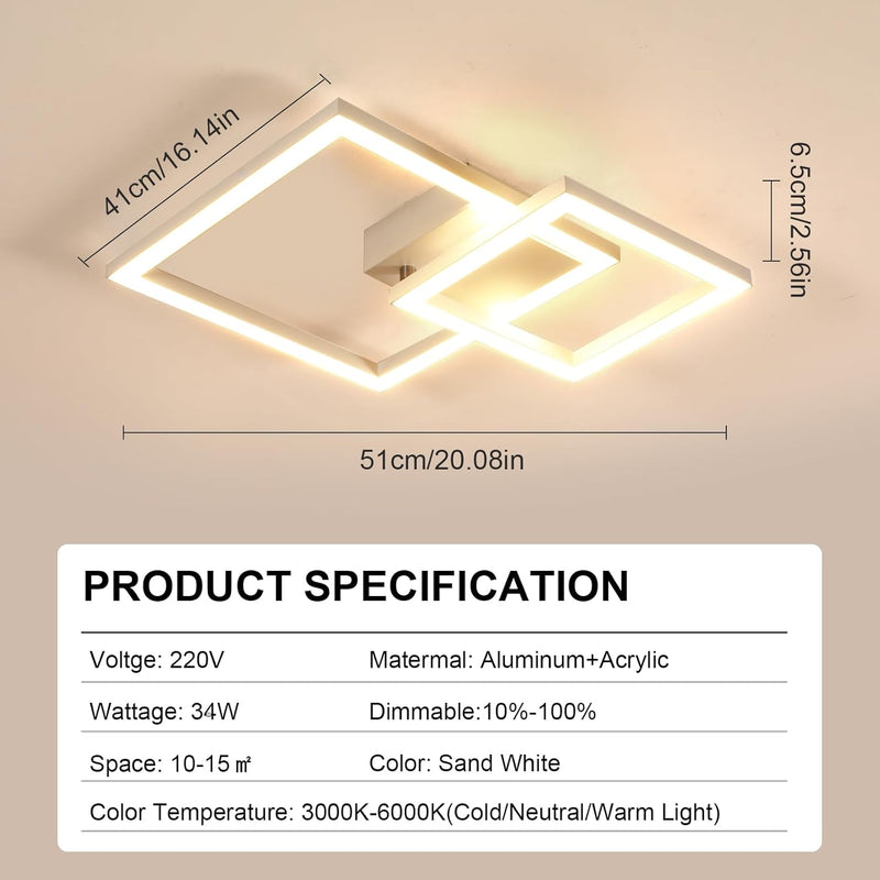 Ceiling Lamp LED Modern 52W 5850lm Light Acrylic