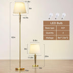 Lamp Set Two Bedside Lamps and Standing Modern (3 Pack)