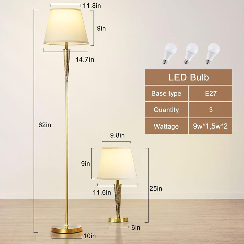LED Floor Lamp with Frosted Glass Globe 3000K