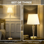 Lamp Set Two Bedside Lamps and Standing Modern (3 Pack)
