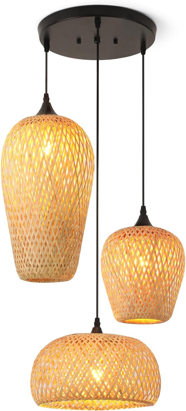 Lamp Shade Bamboo 3-Light Lampshades for Ceiling Lights
