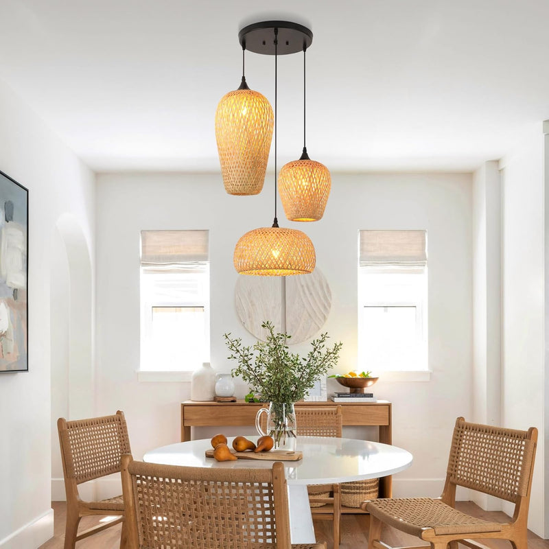 Lamp Shade Bamboo 3-Light Lampshades for Ceiling Lights