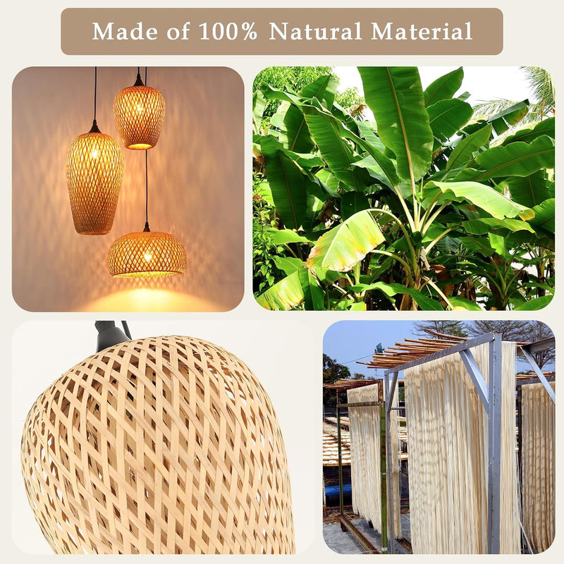 Lamp Shade Bamboo 3-Light Lampshades for Ceiling Lights