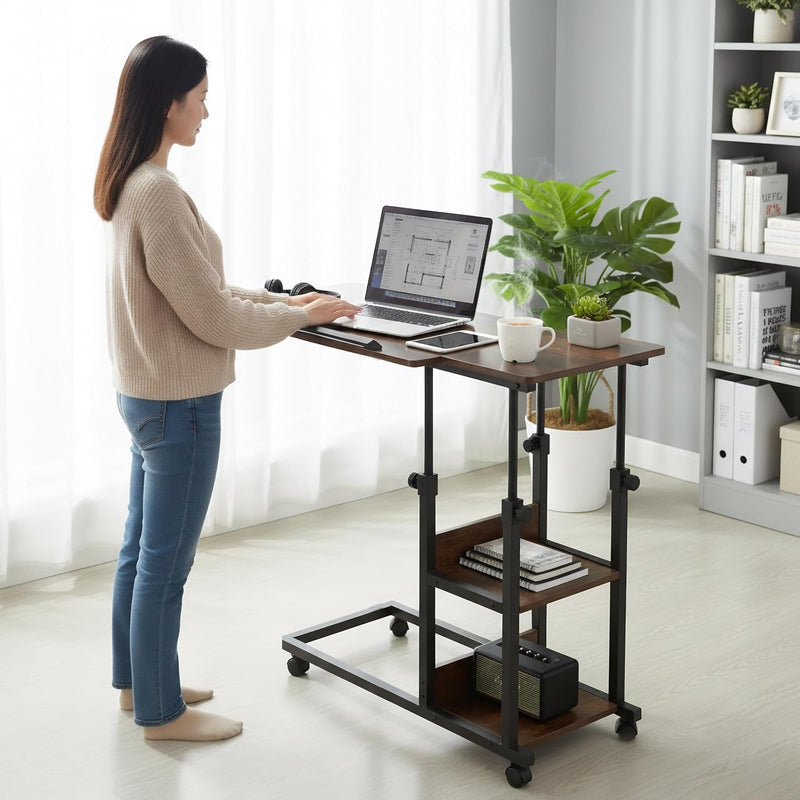 Laptop Desk Height Adjustable 63-90CM Tiltable Mobile