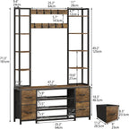 Large 5-In-1 Entryway Hall Tree with Bench Coat