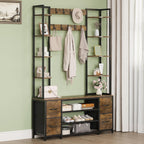Large 5-In-1 Entryway Hall Tree with Bench Coat