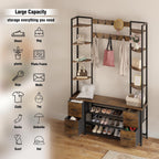 Large 5-In-1 Entryway Hall Tree with Bench Coat