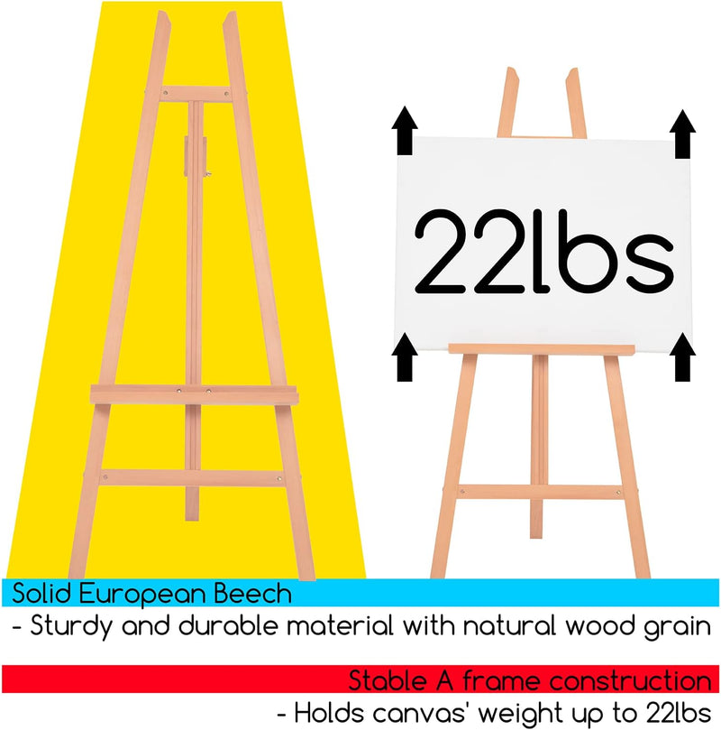 Large A-Frame Wooden Display Easel Basic Adjustable Painting