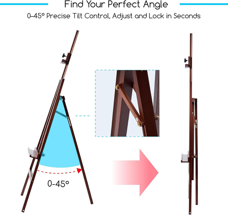 Large Basic Studio Easel: Solid Beechwood Hold Canvas