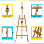 Large Basic Studio Easel: Solid Beechwood Hold Canvas