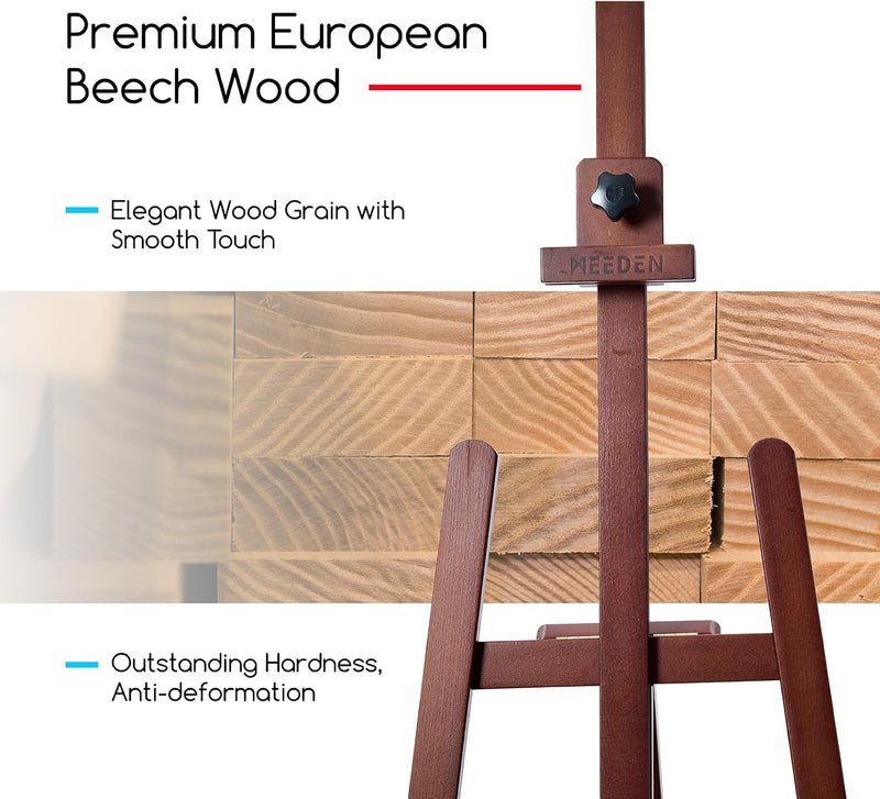 Large Basic Studio Easel: Solid Beechwood Hold Canvas