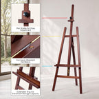 Large Basic Studio Easel: Solid Beechwood Hold Canvas