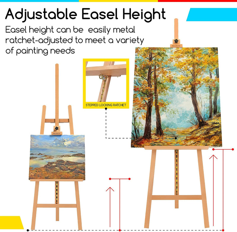 Large Basic Studio Easel: Solid Beechwood Hold Canvas