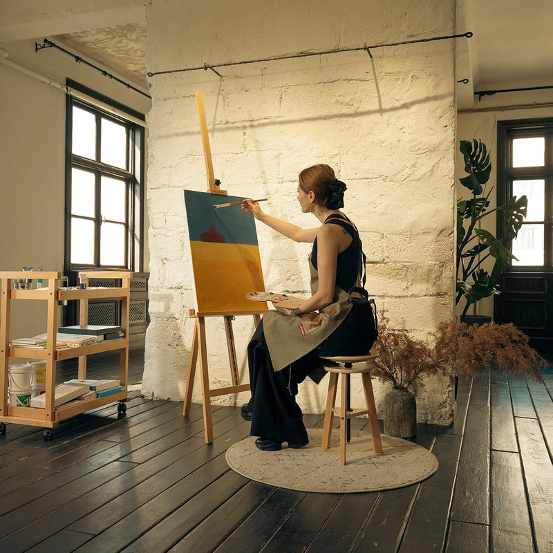 Large Basic Studio Easel: Solid Beechwood Hold Canvas