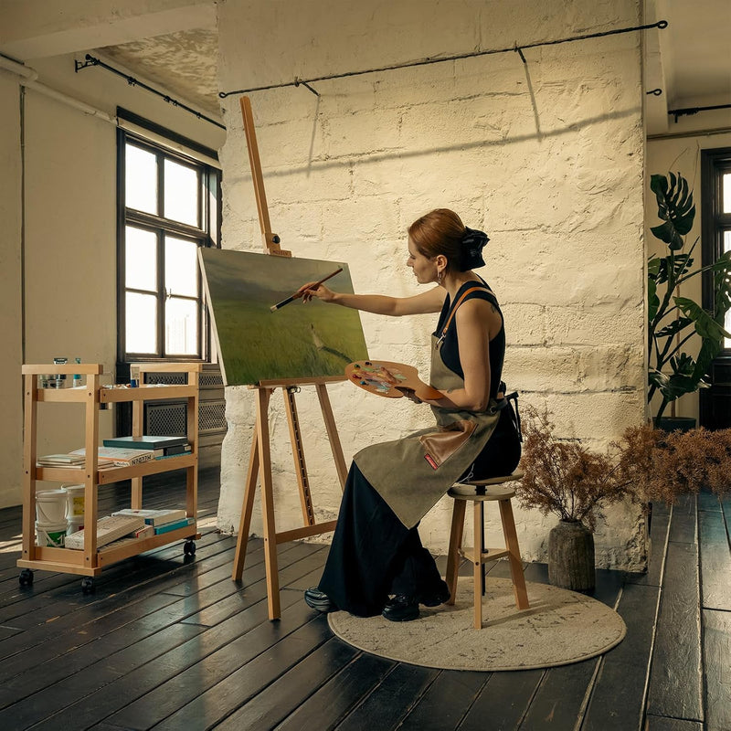 Large Basic Studio Easel: Solid Beechwood Hold Canvas