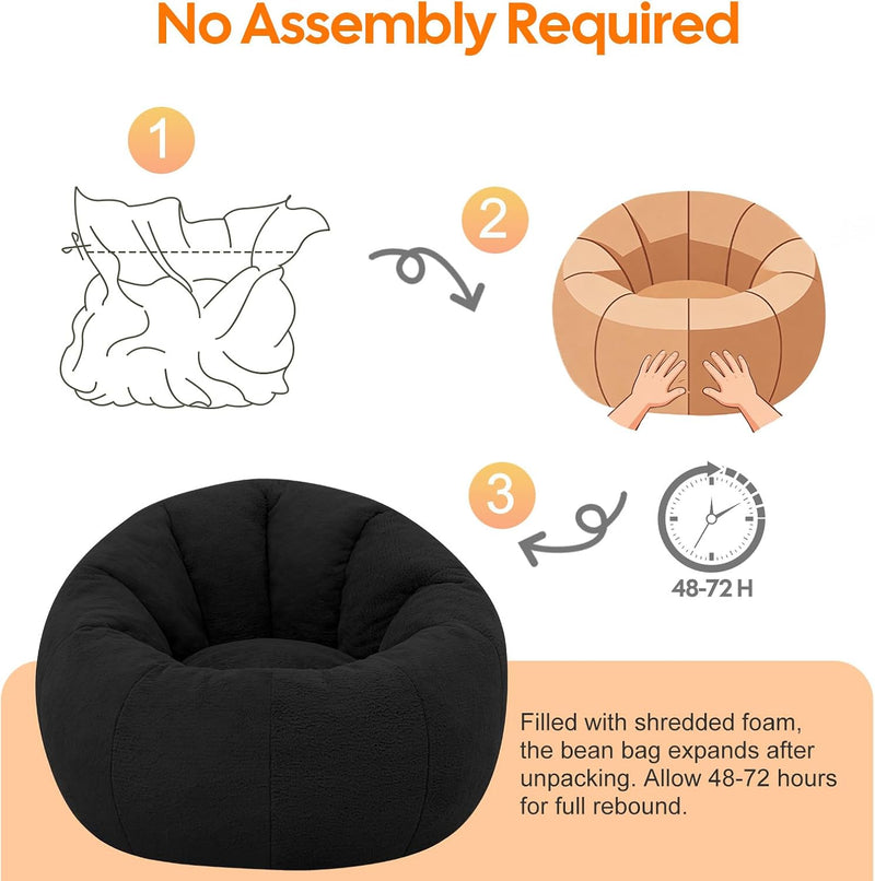 Large Bean Bag Chair for Adults Plush Round