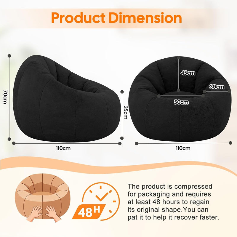 Large Bean Bag Chair for Adults Plush Round