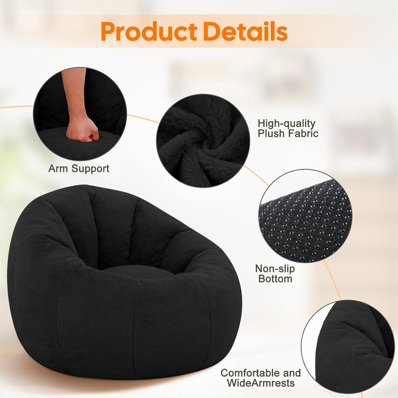 Large Bean Bag Chair for Adults Plush Round