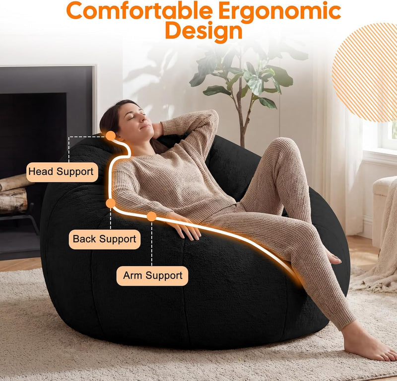 Large Bean Bag Chair for Adults Plush Round