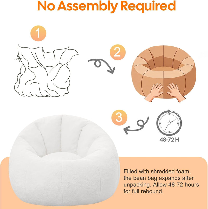 Large Bean Bag Chair for Adults Plush Round
