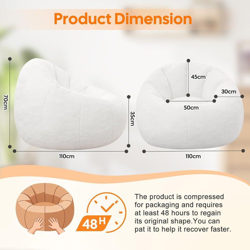 Large Bean Bag Chair for Adults Plush Round
