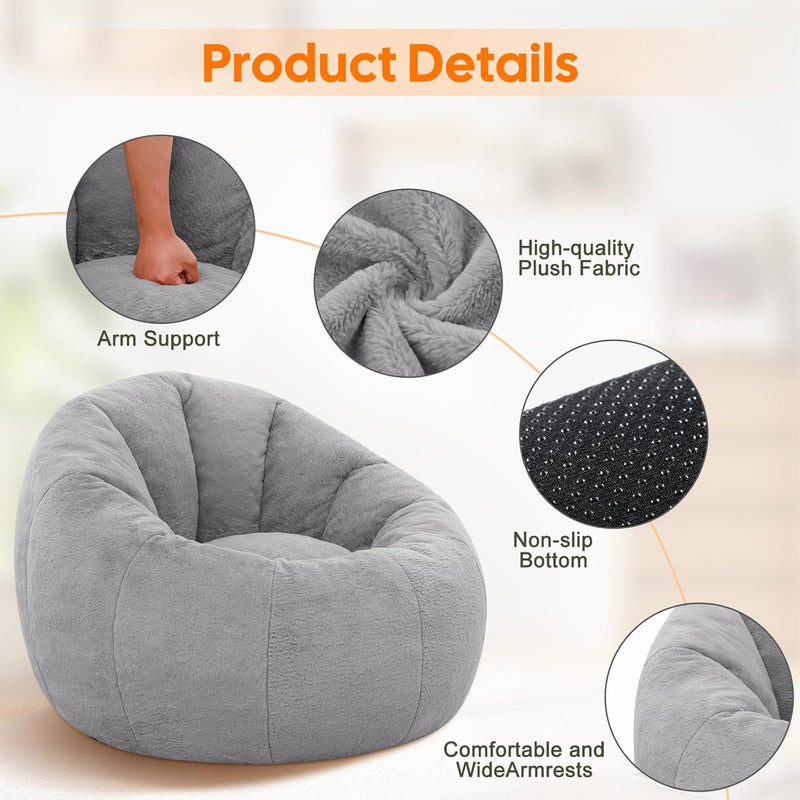 Large Bean Bag Chair for Adults Plush Round
