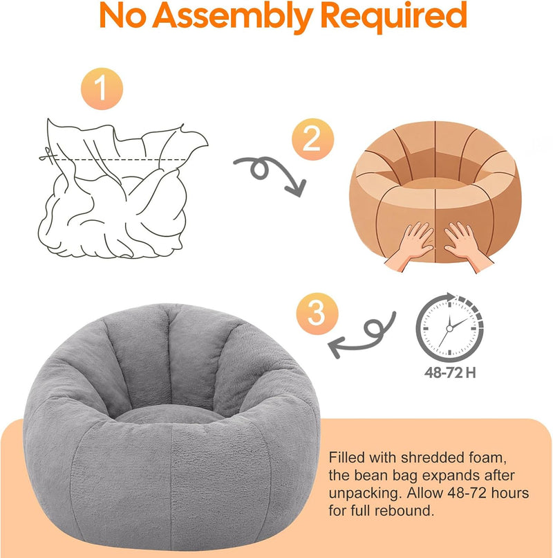 Large Bean Bag Chair for Adults Plush Round