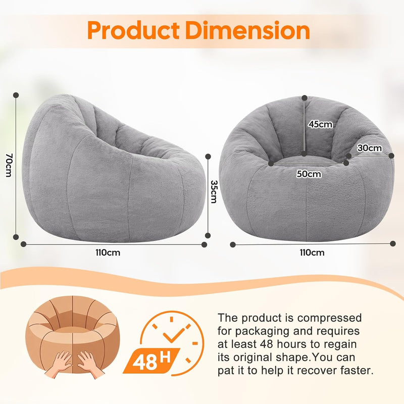 Large Bean Bag Chair for Adults Plush Round
