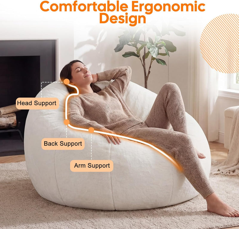 Large Bean Bag Chair for Adults Plush Round