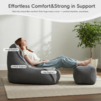 Large Bean Bag Chair with Ottoman Corduroy Floor