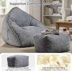 Large Bean Bag Chair with Ottoman Corduroy Floor
