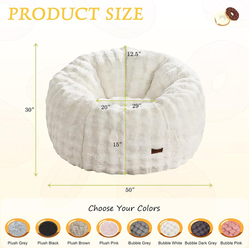 Large Beanbag Chair for Adults Donut-Shaped Oversized Sofa
