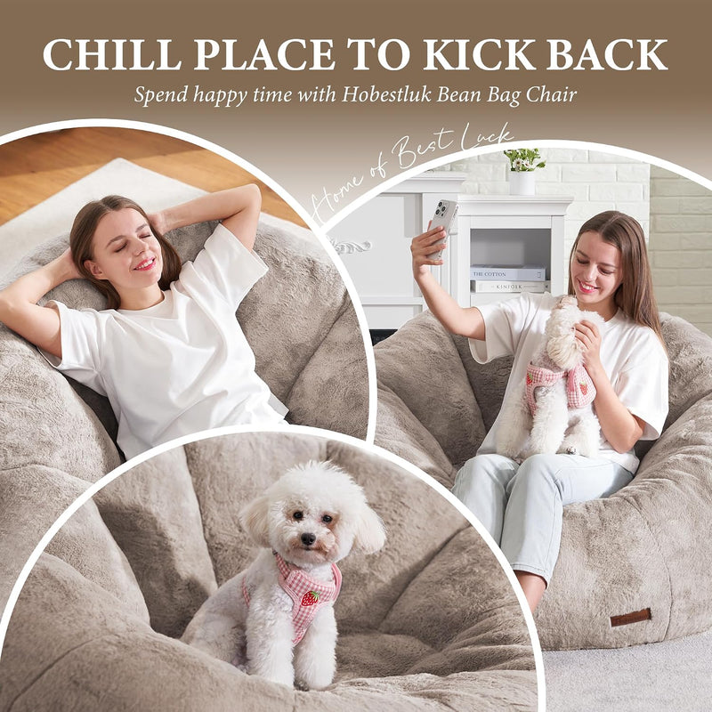 Large Beanbag Chair for Adults Donut-Shaped Oversized Sofa