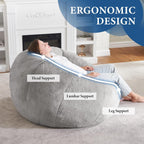 Large Beanbag Chair for Adults Donut-Shaped Oversized Sofa
